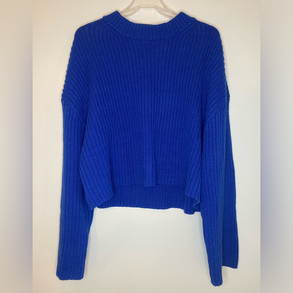 H&M Royal Blue Ribbed Cropped Sweater
